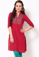 Aurelia Maroon Solid Kurtis