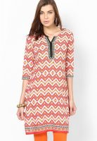 Aurelia Orange Printed Kurtis