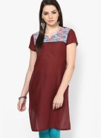 Aurelia Wine Solid Kurtis