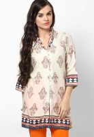 Ayaany Beige Printed Kurta