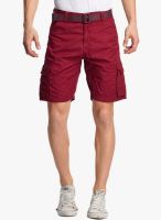 BEEVEE Maroon Solid Shorts