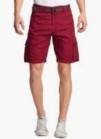 BEEVEE Maroon Solid Shorts