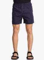 BEEVEE Navy Blue Solid Shorts