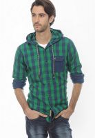 Basics Checks Green Casual Shirt