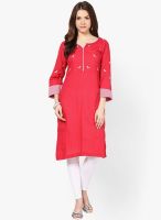 Bhama Couture Red Embroidered Kurtis