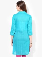 Biba Aqua Blue Cotton Kurta