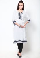 Biba White Striped Kurtis