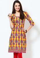 Biba Yellow Printed Kurtis