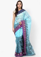 Bunkar Organza Silk Fancy Banarasi Sky Blue Saree