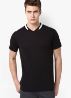 Cherymoya Black Solid V Neck T-Shirts