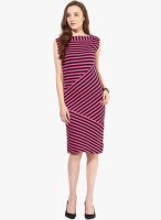 Color Cocktail Pink Colored Striped Bodycon Dress