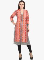 Dees by Dashmesh Orange Printed Kurta