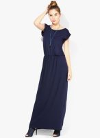 Dorothy Perkins Navy Blue Colored Solid Maxi Dress