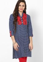 Entropy Navy Blue Printed Kurtis