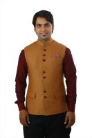 Ethnic Monarch Sleeveless Solid Men's Linen Jacket