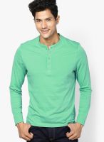 FREECULTR Green Solid Henley T-Shirts