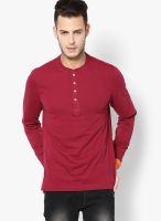 FREECULTR Red Solid Henley T-Shirts