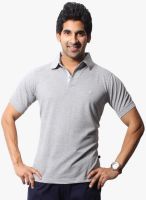 Fitz Grey Milange Solid Polo T-Shirts