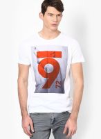 French Connection White Solid Round Neck T-Shirts