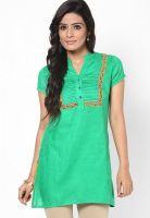 G Green Embroidered Kurtis