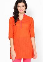 G Orange Striped Kurta