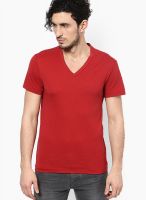 G-Star RAW Red Solid V Neck T-Shirts