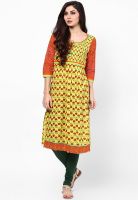 G Yellow Printed Kurta