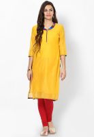 G Yellow Solid Kurta