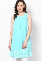 Global Desi Aqua Blue Embellished Kurtis