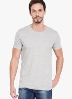 Highlander Light Grey Solid Round Neck TShirts