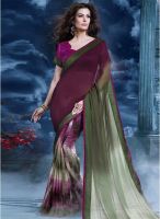 Inddus Purple Printed Saree