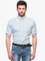 Jogur Blue Striped Slim Fit Formal Shirt