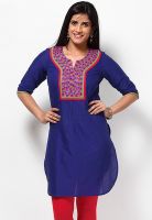 Kurti'S Blue Embroidered Kurtis