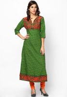 Kurti'S Green Embroidered Kurtis