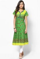 Kurti'S Green Printed Kurtas