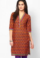 Kurti'S Orange Printed Kurtis