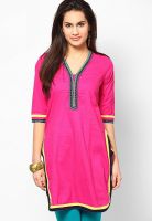 Kurti'S Pink Embroidered Kurtis