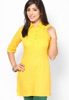 Kurti'S Yellow Solid Kurtis