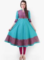 Libas Aqua Blue Printed Kurtis