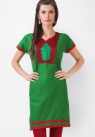 Libas Green Embroidered Kurtas