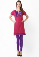 Libas Pink Embroidered Kurtas