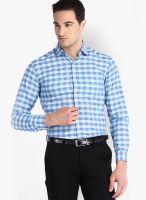 Mark Taylor Check Aqua Blue Formal Shirt