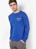 Monteil & Munero Blue Solid Round Neck T-Shirt