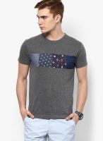 Monteil & Munero Grey Printed Round Neck T-Shirts