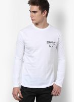 Monteil & Munero White Solid Round Neck T-Shirt