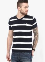 Monteil & Munero White Striped Round Neck T-Shirts