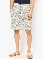 Nuteez Beige Printed Shorts
