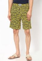 Nuteez Yellow Printed Shorts