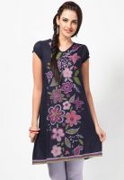 People Navy Blue Printed Kurtis