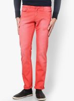 Peter England Pink Low Rise Slim Fit Jeans